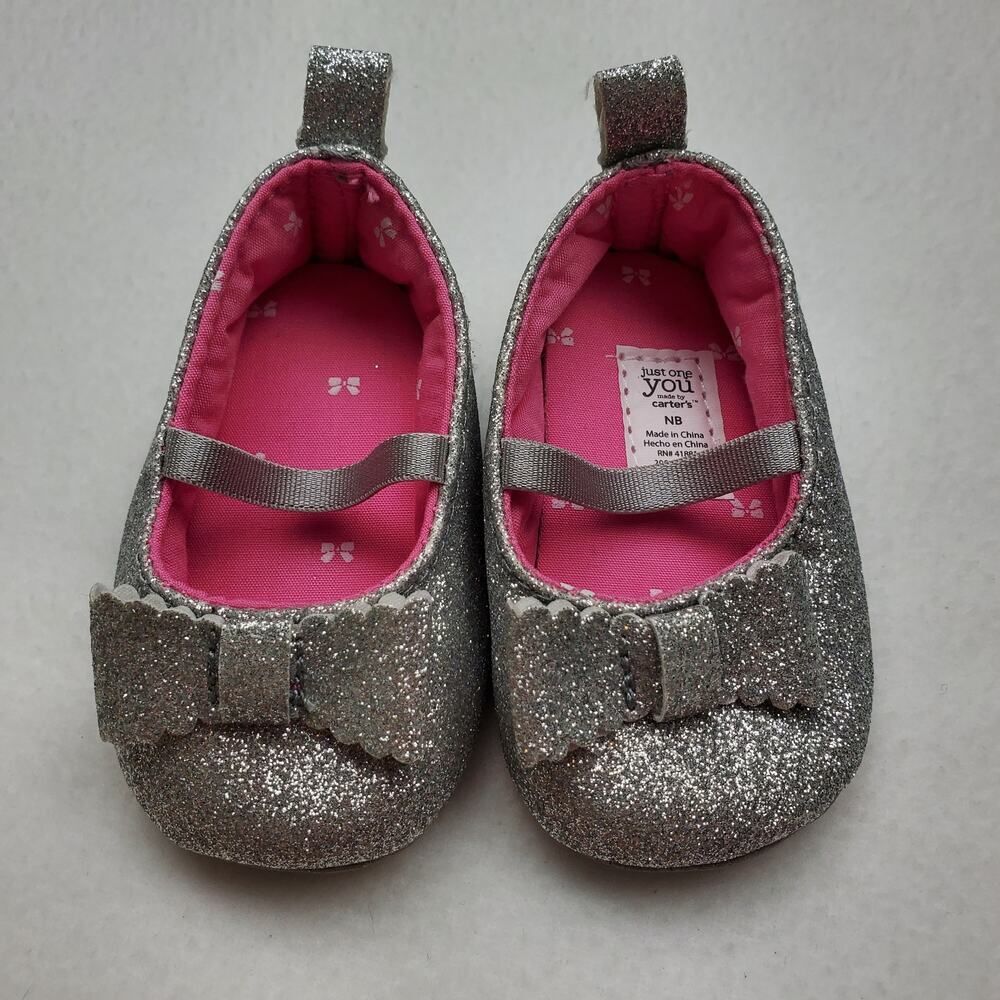 Carter's Silver Sparkles Shoes Sz 2 Infant